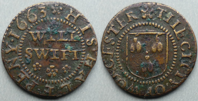 Worcester, Will Swift 1663 halfpenny N5773 Worcester, Will Swift 1663 halfpenny N5773